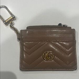 Gucci Tan Leather Card Holder with Gold Accent